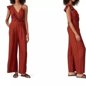 Three Floor Margaux Wide Leg Burnt Orange Belted 70’s Style Jumpsuit Size US 8